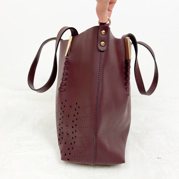 Burgundy Faux Leather Oversized Shoulder Bag - Picture 3 of 15